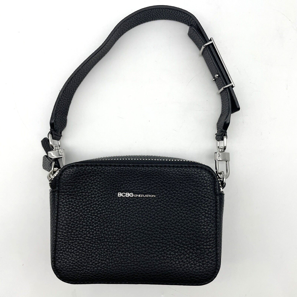 EUC BCB Generation 'CAMILLE' Black Faux Pebble Leather Shoulder Bag Clutch Purse